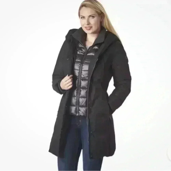 Kenneth Cole Womens Brushed Twill Hooded Black Coat Size XSmall B9315 - Picture 2 of 14